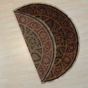 Navy Hand-Knotted Wool Jaipur Traditional Round Area Rug 8' x 8' - detail 3