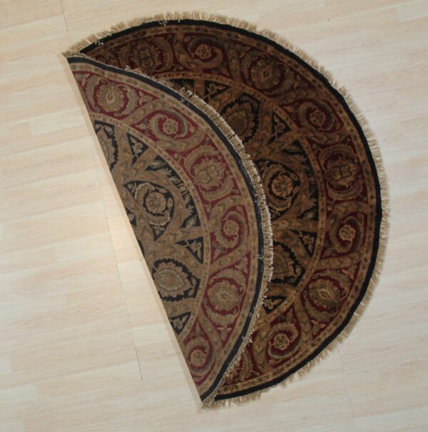 Navy hand-knotted wool jaipur traditional round area rug 8' x 8' 4 Navy hand-knotted wool jaipur traditional round area rug 8' x 8' - detail 3