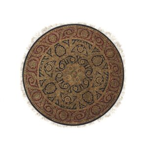 Navy Hand-Knotted Wool Jaipur Traditional Round Area Rug 8' x 8' - detail 5