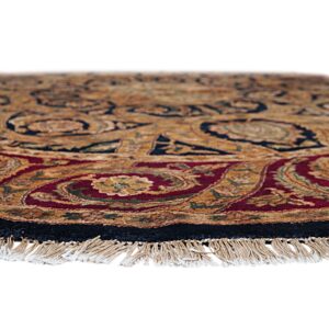 Navy Hand-Knotted Wool Jaipur Traditional Round Area Rug 8' x 8'