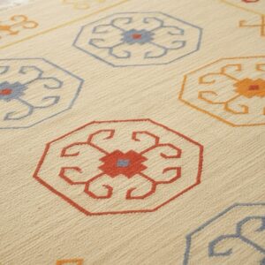 Close-up detail of the OSK1IV beige oriental kilim flat-woven wool rug