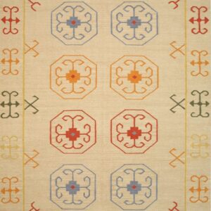 Beige reversible flat-woven oriental kilim wool rug (OSK1IV), full product view