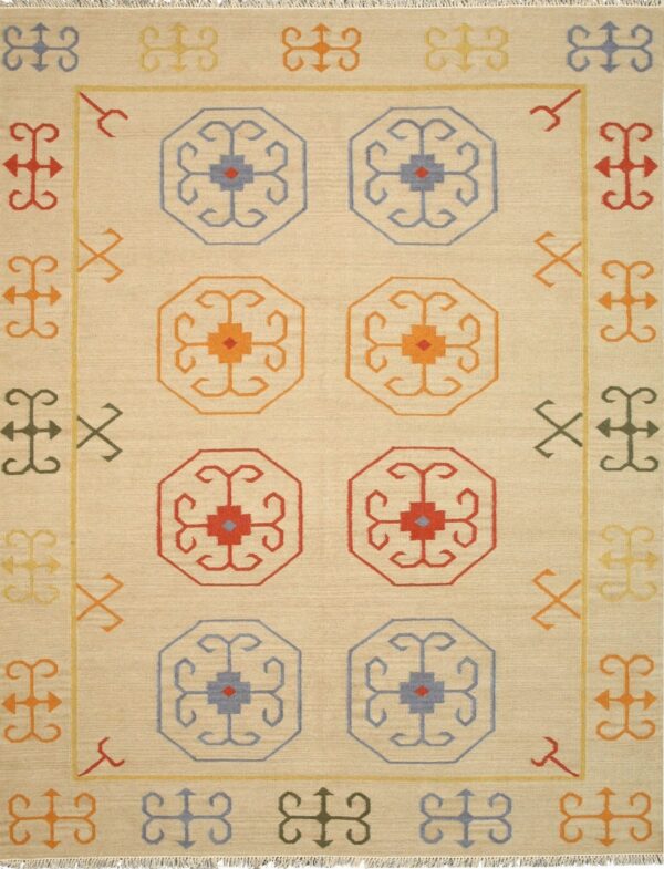 Harlow kilim ivory nan rug 5 Beige reversible flat-woven oriental kilim wool rug (osk1iv), full product view