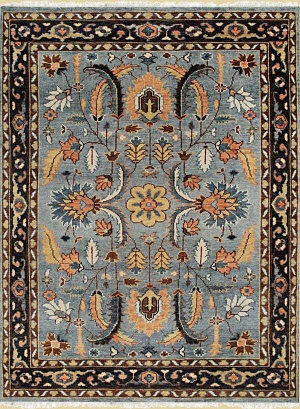 Ashford gray navy traditional hand knotted wool rug 1 Gray and navy traditional hand-knotted wool rug kr110gy, full product view