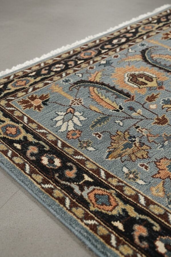 Ashford gray navy traditional hand knotted wool rug 8 Gray and navy traditional hand-knotted wool rug kr110gy in a decorated room