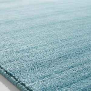 Blue contemporary solid handmade wool and viscose area rug