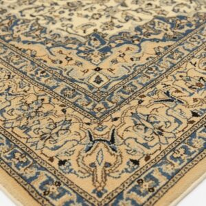 Ivory Naiin traditional oriental hand-knotted wool and silk area rug