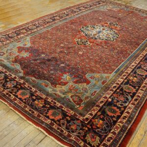 Outstanding Red and Dark Blue Color With Great Medallion Design Antique Bijar Rug - detail view 4