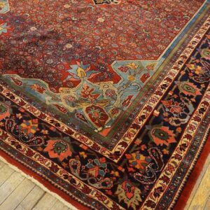 Outstanding Red and Dark Blue Color With Great Medallion Design Antique Bijar Rug - detail view 5