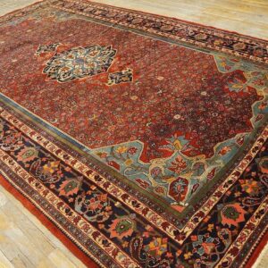 Outstanding Red and Dark Blue Color With Great Medallion Design Antique Bijar Rug - detail view 6