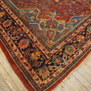 Outstanding Red and Dark Blue Color With Great Medallion Design Antique Bijar Rug - detail view 7