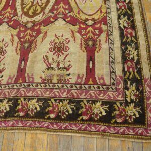 Remarkable Red-Ruby Background Color With Black Border and Medallion/Crest Design Antique Caucasian Karabagh Rug - detail view 5