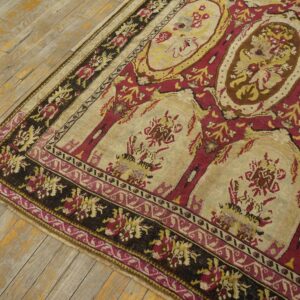 Remarkable Red-Ruby Background Color With Black Border and Medallion/Crest Design Antique Caucasian Karabagh Rug - detail view 6