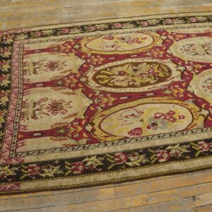Remarkable Red-Ruby Background Color With Black Border and Medallion/Crest Design Antique Caucasian Karabagh Rug - detail view 7