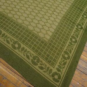 Splendid Green Color With Small Ikat Pattern Design Antique Ingrain Rug - detail view 3
