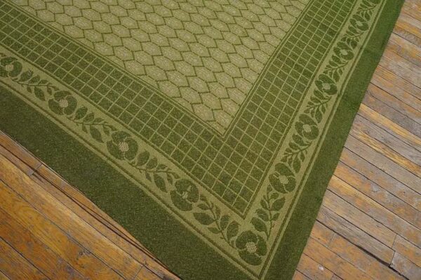 Splendid green color with small ikat pattern design antique ingrain rug 4 Splendid green color with small ikat pattern design antique ingrain rug - detail view 3