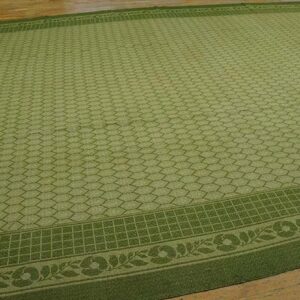 Splendid Green Color With Small Ikat Pattern Design Antique Ingrain Rug - detail view 5