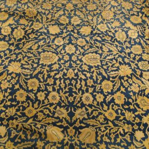 Traditional and Classic Floral Navy Background Color Antique Indian Lahore Rug - detail view 2