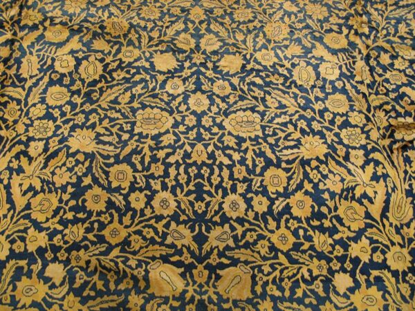 Traditional and classic floral navy background color antique indian lahore rug 3 Traditional and classic floral navy background color antique indian lahore rug - detail view 2