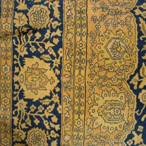 Traditional and Classic Floral Navy Background Color Antique Indian Lahore Rug - detail view 4