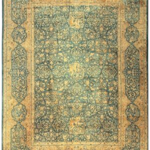 1830s Antique Navy Tribal Geometric Antique Knotted Wool Bakhtiari Rug