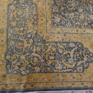 1830s Antique Navy Tribal Geometric Antique Knotted Wool Bakhtiari Rug - detail view 1