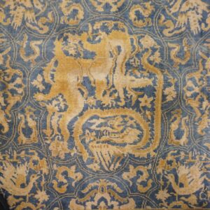 1830s Antique Navy Tribal Geometric Antique Knotted Wool Bakhtiari Rug - detail view 3