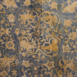 1830s Antique Navy Tribal Geometric Antique Knotted Wool Bakhtiari Rug - detail view 4