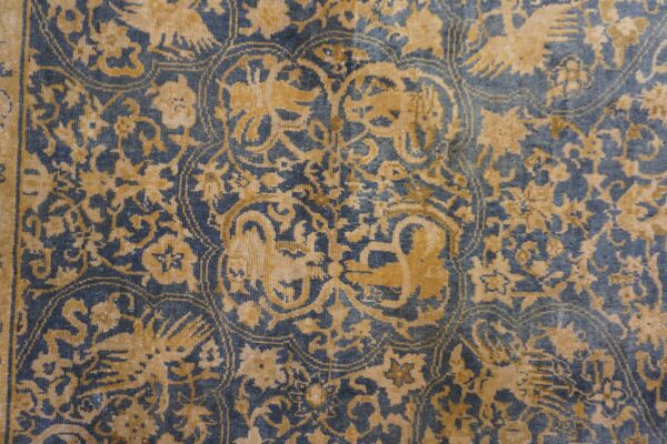 1830s antique navy tribal geometric antique knotted wool bakhtiari rug 5 1830s antique navy tribal geometric antique knotted wool bakhtiari rug - detail view 4