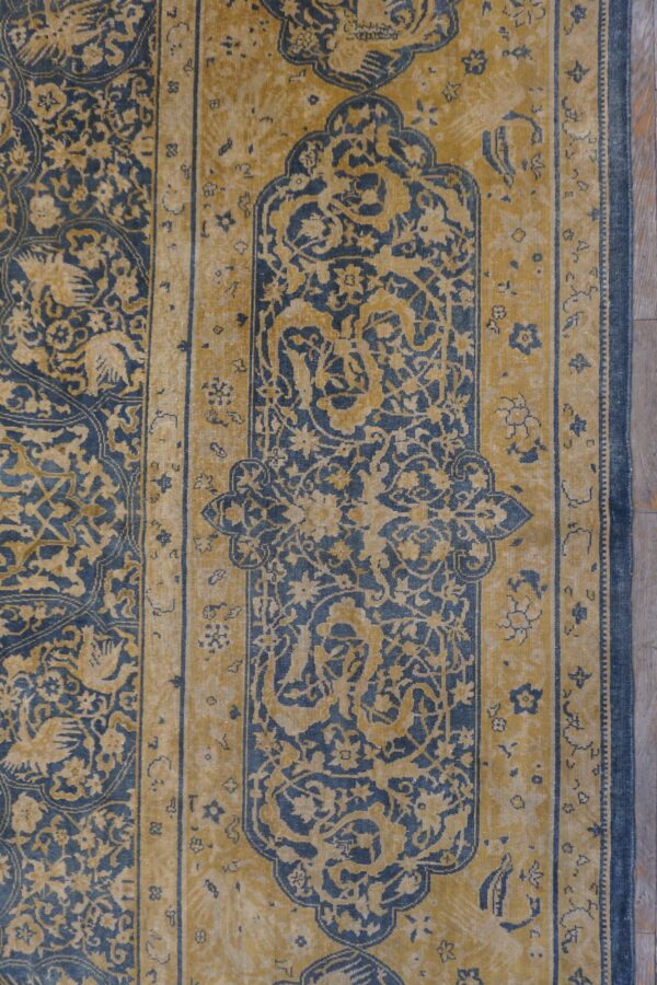 1830s antique navy tribal geometric antique knotted wool bakhtiari rug 6 1830s antique navy tribal geometric antique knotted wool bakhtiari rug - detail view 5