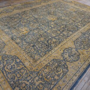 1830s Antique Navy Tribal Geometric Antique Knotted Wool Bakhtiari Rug - detail view 6