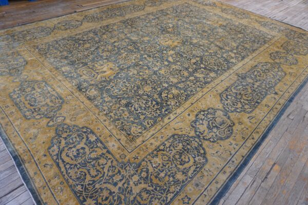 1830s antique navy tribal geometric antique knotted wool bakhtiari rug 7 1830s antique navy tribal geometric antique knotted wool bakhtiari rug - detail view 6
