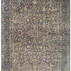 1840s Multicolor Traditional Antique Classical Motifs Kerman Knotted Wool Rug