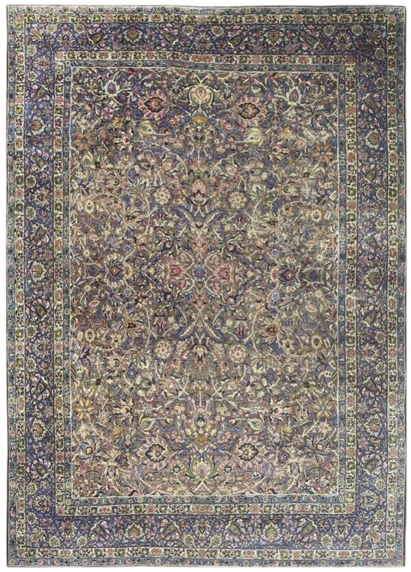1840s multicolor traditional antique classical motifs kerman knotted wool rug 1 1840s multicolor traditional antique classical motifs kerman knotted wool rug