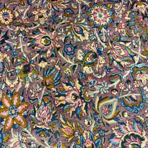 1840s Multicolor Traditional Antique Classical Motifs Kerman Knotted Wool Rug - detail view 2