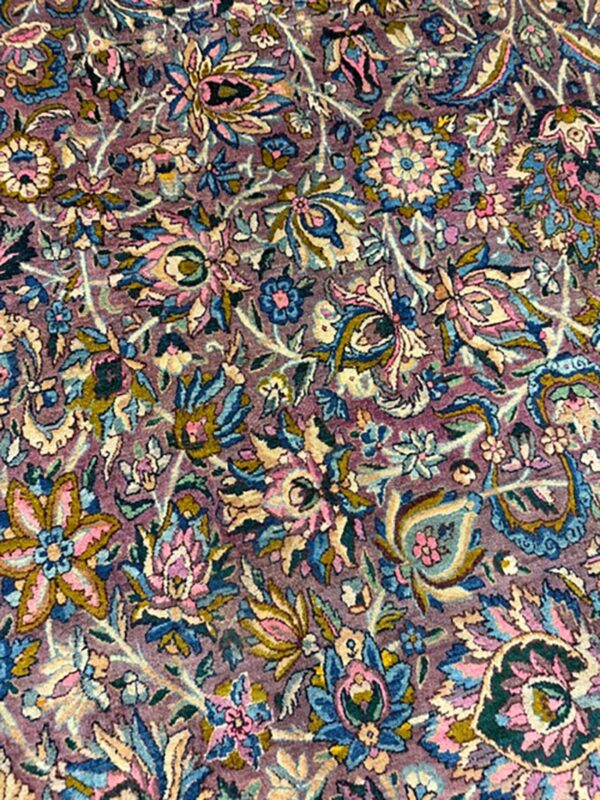 1840s multicolor traditional antique classical motifs kerman knotted wool rug 3 1840s multicolor traditional antique classical motifs kerman knotted wool rug - detail view 2