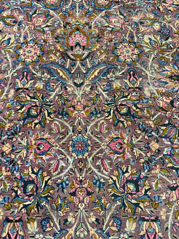 1840s multicolor traditional antique classical motifs kerman knotted wool rug 4 1840s multicolor traditional antique classical motifs kerman knotted wool rug - detail view 3