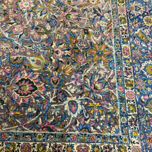 1840s Multicolor Traditional Antique Classical Motifs Kerman Knotted Wool Rug - detail view 5