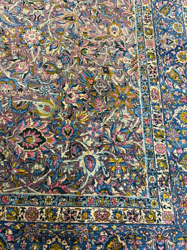 1840s multicolor traditional antique classical motifs kerman knotted wool rug 6 1840s multicolor traditional antique classical motifs kerman knotted wool rug - detail view 5