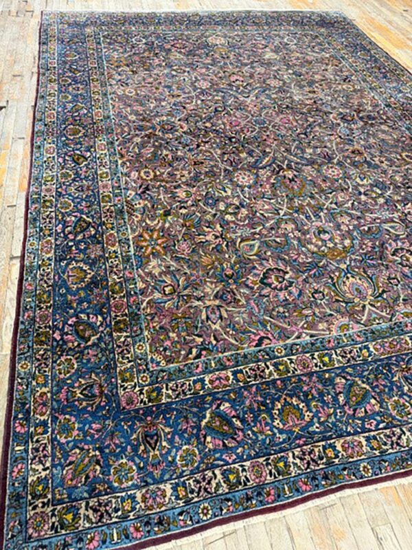 1840s multicolor traditional antique classical motifs kerman knotted wool rug 7 1840s multicolor traditional antique classical motifs kerman knotted wool rug - detail view 6