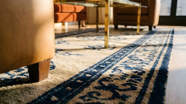Antique 1850s chinese ningxia wool hallway runner rug (sku 25813) - in-room detail