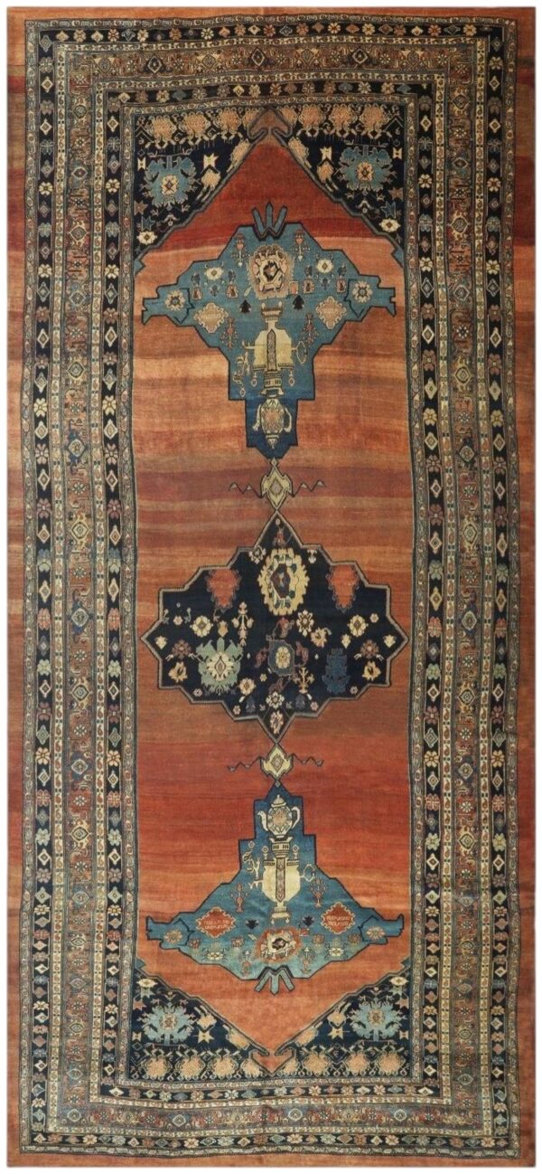 1860s red field gallery medallion tortises knotted wool antique bijar rug 1 1860s red field gallery medallion tortises knotted wool antique bijar rug