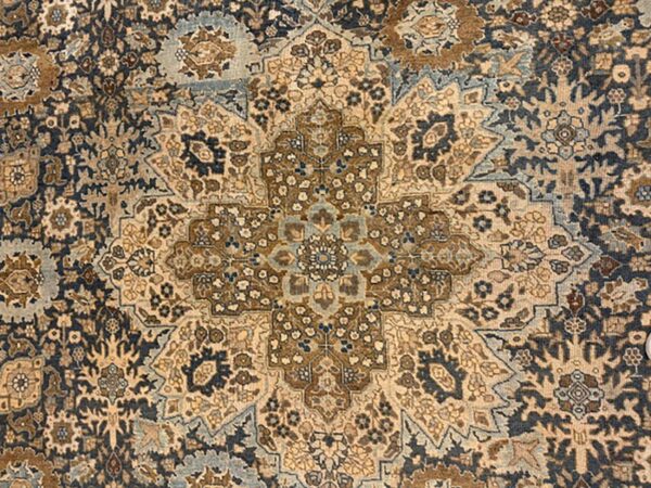 1880s antique allover arabesque medallion navy woven wool tabriz rug 5 1880s antique allover arabesque medallion navy woven wool tabriz rug - detail view 4