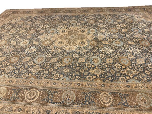 1880s antique allover arabesque medallion navy woven wool tabriz rug 6 1880s antique allover arabesque medallion navy woven wool tabriz rug - detail view 5