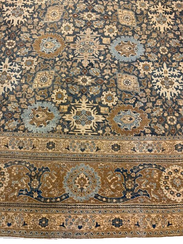 1880s antique allover arabesque medallion navy woven wool tabriz rug 7 1880s antique allover arabesque medallion navy woven wool tabriz rug - detail view 6