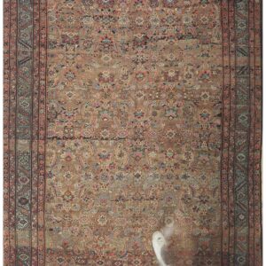 1880s Rustic Camel Geometric Antique Bakshaiesh Handknotted Wool Gallery Rug