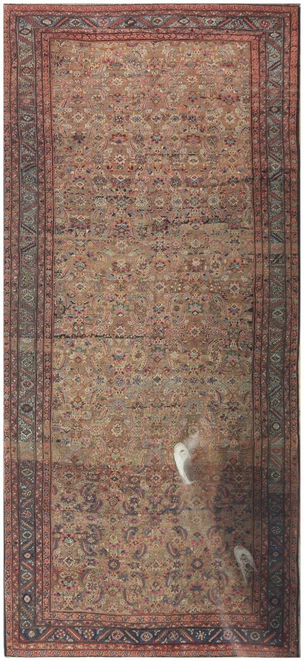 1880s rustic camel geometric antique bakshaiesh handknotted wool gallery rug 1 1880s rustic camel geometric antique bakshaiesh handknotted wool gallery rug