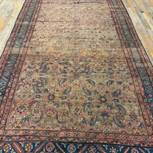 1880s Rustic Camel Geometric Antique Bakshaiesh Handknotted Wool Gallery Rug - detail view 2