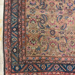1880s Rustic Camel Geometric Antique Bakshaiesh Handknotted Wool Gallery Rug - detail view 4