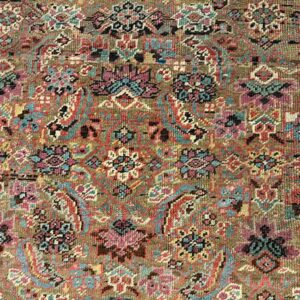 1880s Rustic Camel Geometric Antique Bakshaiesh Handknotted Wool Gallery Rug - detail view 5